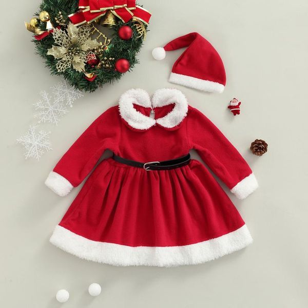 girl's dresses 3pcs infant christmas outfits kid girls color block long sleeve doll collar cutout fuzzy dress hat belt xmas baby clothi, Red;yellow
girl's dresses 3pcs infant christmas outfits kid girls color block long sleeve doll collar cutout fuzzy dress hat belt xmas baby clothi, Red;yellow