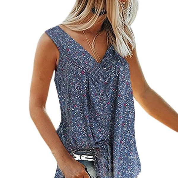 women's blouses & shirts women floral tank plus size v neck strappy summer fashion sleeveless loose nyz shop, White
women's blouses & shirts women floral tank plus size v neck strappy summer fashion sleeveless loose nyz shop, White