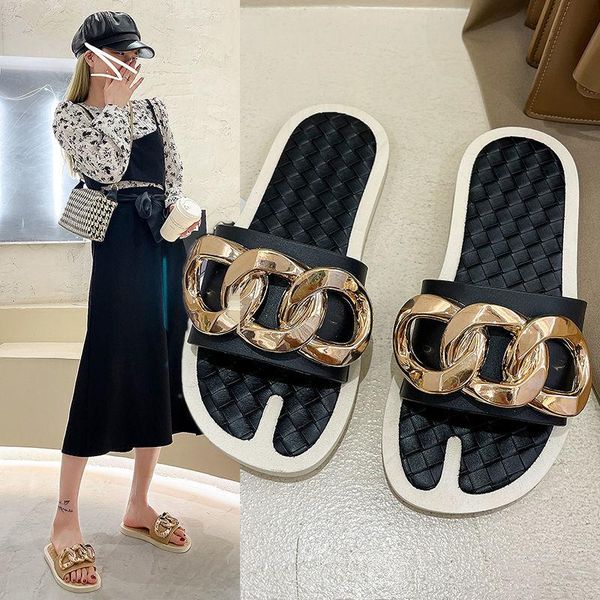 slippers women sandals metal button letter decoration ladies beach shoes casual flip flop summer flat, Black
slippers women sandals metal button letter decoration ladies beach shoes casual flip flop summer flat, Black