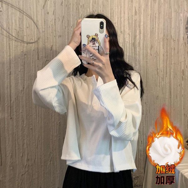 korean version of long-sleeved t-shirt, female white, bottoming shirt, loose, versatile and slim clothes in autumn winter women's t-shi
korean version of long-sleeved t-shirt, female white, bottoming shirt, loose, versatile and slim clothes in autumn winter women's t-shi