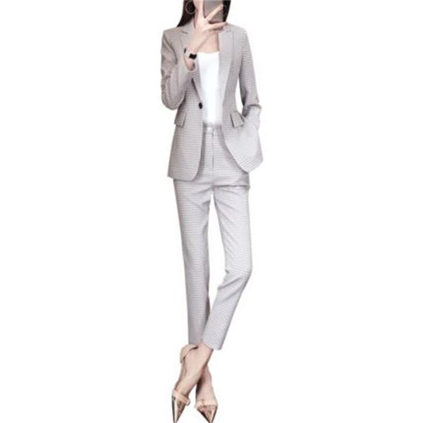 women's plaid business suit fashion female career autumn high end temperament casual two-piece plus size 4xl two piece pants, White
women's plaid business suit fashion female career autumn high end temperament casual two-piece plus size 4xl two piece pants, White