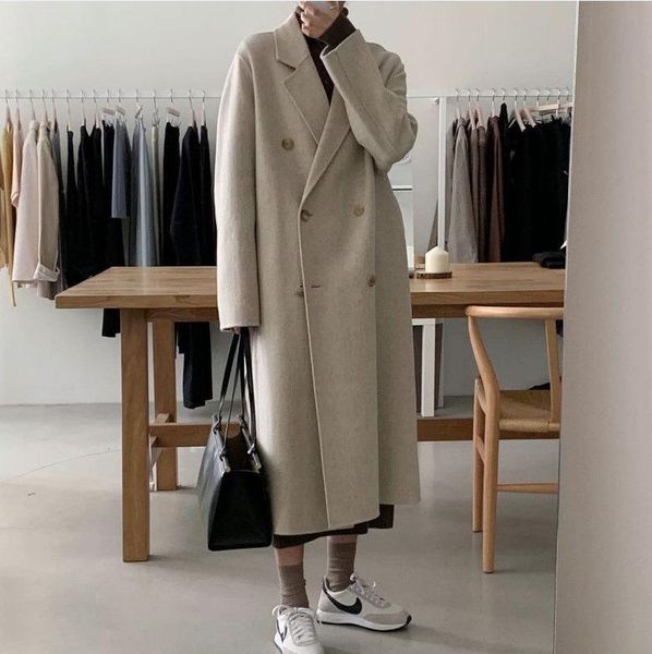 women's wool & blends trench coat set for women khaki long vintage coats loose warm overcoat korean temperament jacket sobretudo femini, Black
women's wool & blends trench coat set for women khaki long vintage coats loose warm overcoat korean temperament jacket sobretudo femini, Black