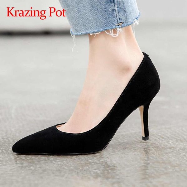 dress shoes krazing pot arrival sheep suede mature handmade pointed toe thin high heel slip on office lady daily wear women pumps l87, Black
dress shoes krazing pot arrival sheep suede mature handmade pointed toe thin high heel slip on office lady daily wear women pumps l87, Black