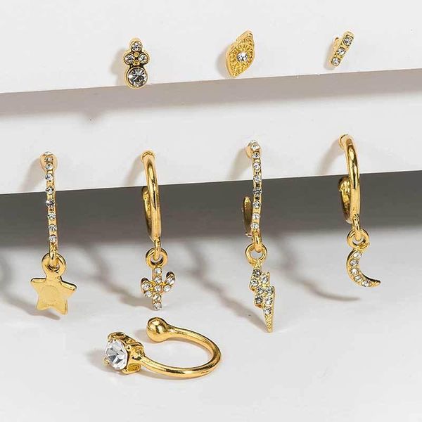 pcs/set mix design vintage moon crystal earrings women trendy boho flash star piercing ear studs cuff circle earring set stud, Golden;silver
pcs/set mix design vintage moon crystal earrings women trendy boho flash star piercing ear studs cuff circle earring set stud, Golden;silver