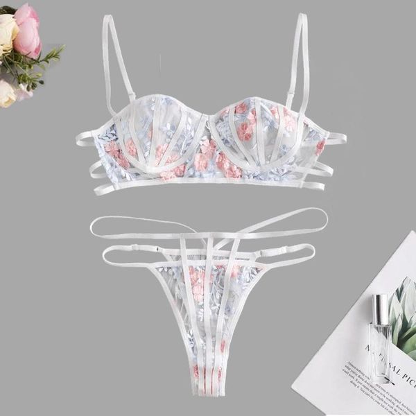 bras sets aduloty lace flower embroidered caged bralette lingerie set bra transparent mesh women's underwear nightwear and thong, Red;black
bras sets aduloty lace flower embroidered caged bralette lingerie set bra transparent mesh women's underwear nightwear and thong, Red;black