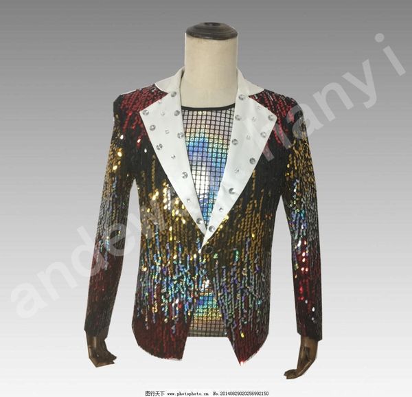 men's suits & blazers fashion male singer dress sequins jacket host nightclub dj costume po studio suit wear dg79, White;black
men's suits & blazers fashion male singer dress sequins jacket host nightclub dj costume po studio suit wear dg79, White;black
