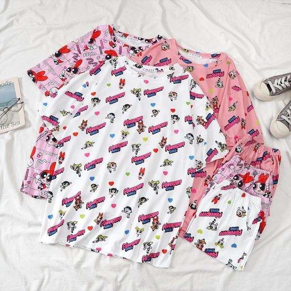 pajamas set cute kawaii women sleepwear power puff girls t shirt and shorts sets police harajuku short sleeve pyjamas, Black;red
pajamas set cute kawaii women sleepwear power puff girls t shirt and shorts sets police harajuku short sleeve pyjamas, Black;red