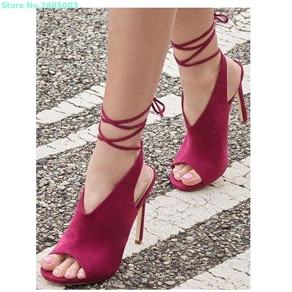 sandals peep toe ankle lace up suede thin high heels cross tied back strap solid women summer party dress shoes, Black
sandals peep toe ankle lace up suede thin high heels cross tied back strap solid women summer party dress shoes, Black