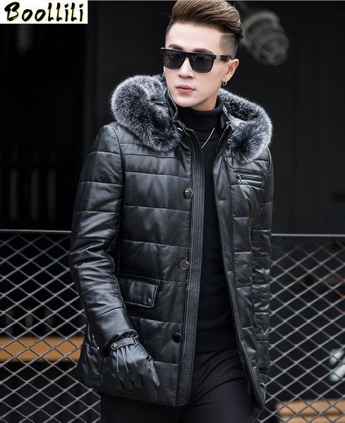men's leather & faux boollili genuine jacket men winter down big fur collar mens sheepskin coat jackets hombre, Black
men's leather & faux boollili genuine jacket men winter down big fur collar mens sheepskin coat jackets hombre, Black