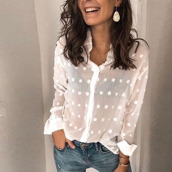 women jacquard round dots shirt long sleeve casual loose female blouse spring autumn office lady women's blouses & shirts, White
women jacquard round dots shirt long sleeve casual loose female blouse spring autumn office lady women's blouses & shirts, White