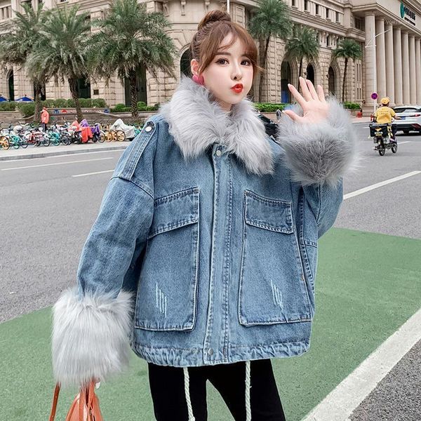 denim jacket 2021 casual women long sleeve short coats fur collar outerwear loose ins style streetwear overcoat women's down & parkas, Black
denim jacket 2021 casual women long sleeve short coats fur collar outerwear loose ins style streetwear overcoat women's down & parkas, Black