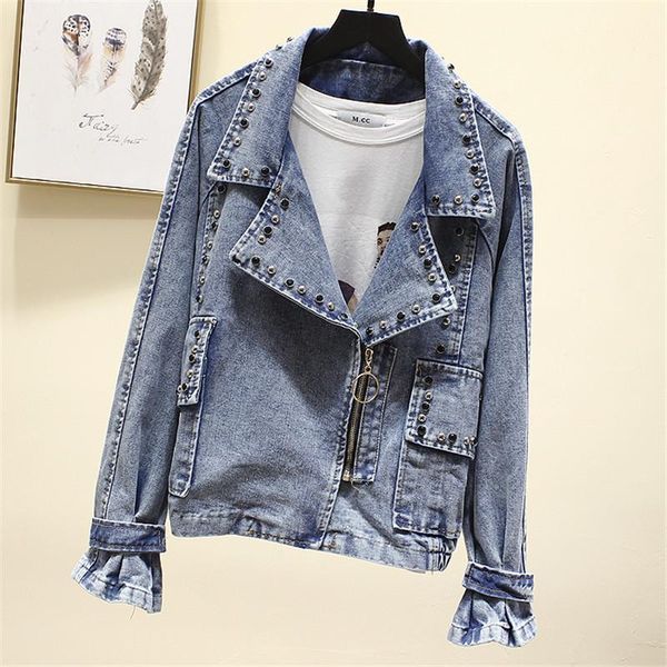 women's jackets korean rivet beading denim jacket women 2021 spring vintage long sleeve ladies jeans student basic outerwear streetwear, Black;brown
women's jackets korean rivet beading denim jacket women 2021 spring vintage long sleeve ladies jeans student basic outerwear streetwear, Black;brown