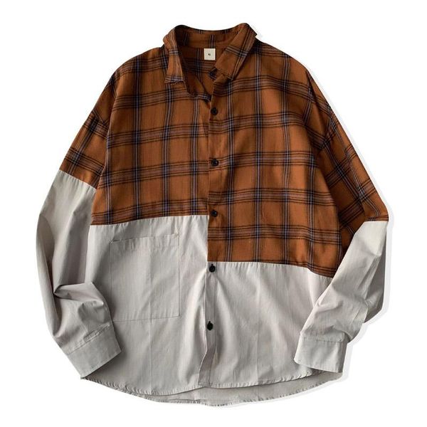 men's casual shirts men plaid patchwork long sleeve shirt japanese harajuku loose women vintage single-breasted causal coat streetwear, White;black
men's casual shirts men plaid patchwork long sleeve shirt japanese harajuku loose women vintage single-breasted causal coat streetwear, White;black