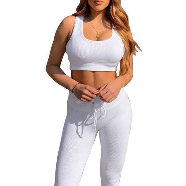 women's two piece pants seamless fitness 2 pant set drawstring legging sleeveless crop women workout gym sportswear yoga clothing suit, White
women's two piece pants seamless fitness 2 pant set drawstring legging sleeveless crop women workout gym sportswear yoga clothing suit, White