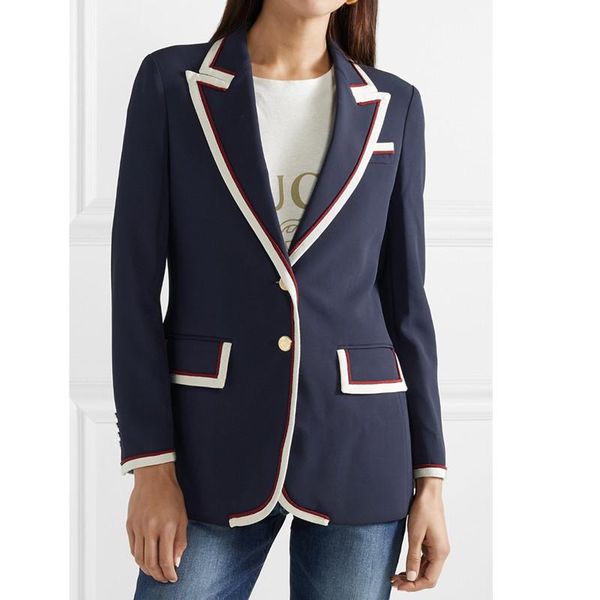 women's suits & blazers handmade 2021 runway designer luxury fashion blazer for women notched single breasted contrast stripes coat dar, White;black
women's suits & blazers handmade 2021 runway designer luxury fashion blazer for women notched single breasted contrast stripes coat dar, White;black