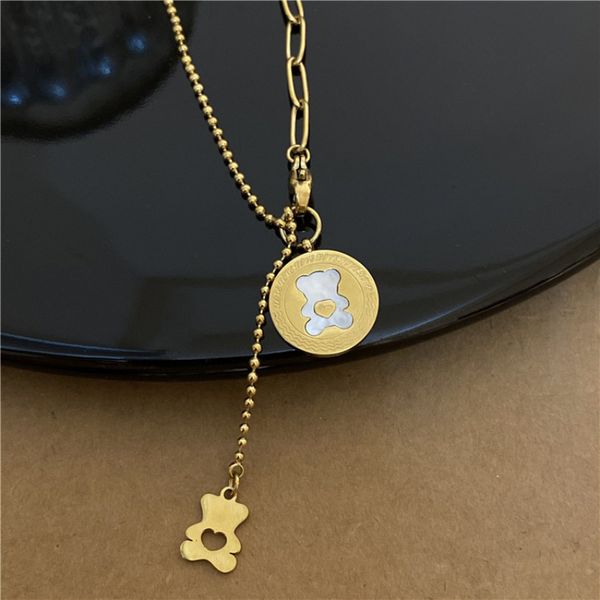 cute stainless steel bear pendant necklace ins style white shell animal charm necklace, Silver
cute stainless steel bear pendant necklace ins style white shell animal charm necklace, Silver