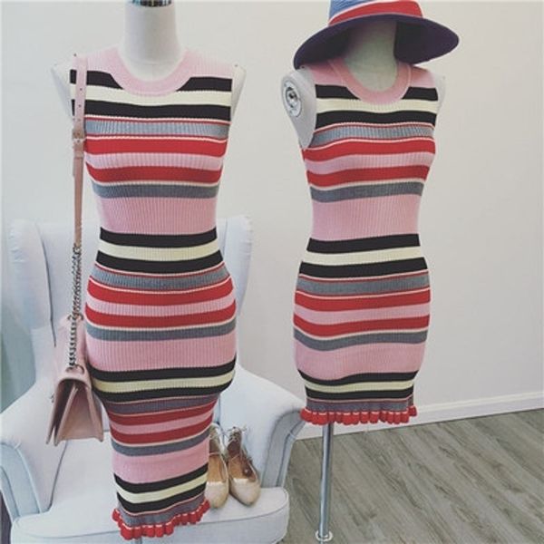 korean style colorful striped knitted bodycon dress women summer fall sleeveless wave hem sheath sweater trend 210525, Black;gray
korean style colorful striped knitted bodycon dress women summer fall sleeveless wave hem sheath sweater trend 210525, Black;gray