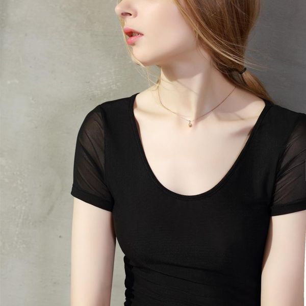 black lace short sleeve clothes blusas elegantes haut femme round neck t shirt summer plus size office brown white2021 women's t-s, White
black lace short sleeve clothes blusas elegantes haut femme round neck t shirt summer plus size office brown white2021 women's t-s, White