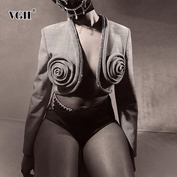 women's suits & blazers vgh korean plaid short blazer for women v neck long sleeve temperament diamonds patchwork straight female sprin, White;black
women's suits & blazers vgh korean plaid short blazer for women v neck long sleeve temperament diamonds patchwork straight female sprin, White;black