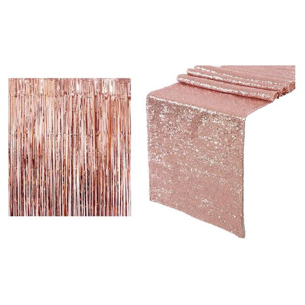 pcs sparkly rose gold sequin table runners 12x71 inch shimmer & 1 1x3m thick rain silk curtain party decoration
pcs sparkly rose gold sequin table runners 12x71 inch shimmer & 1 1x3m thick rain silk curtain party decoration