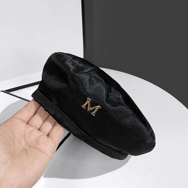 berets vintage satin black painter hat golden letter elegant temperament fashion beret winter woman warm and beautiful headwear, Blue;gray
berets vintage satin black painter hat golden letter elegant temperament fashion beret winter woman warm and beautiful headwear, Blue;gray