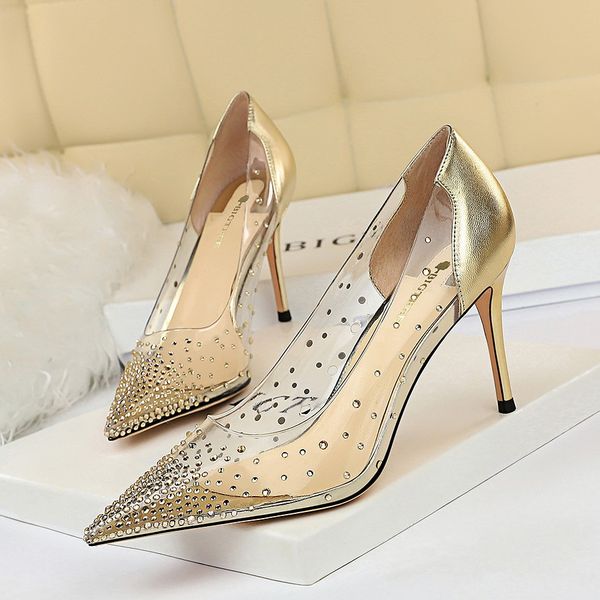 464748 size 7818-1 korean fashion nightclub high heels stiletto heel shallow mouth pointed transparent cutout rhinestone shoes, Black
464748 size 7818-1 korean fashion nightclub high heels stiletto heel shallow mouth pointed transparent cutout rhinestone shoes, Black