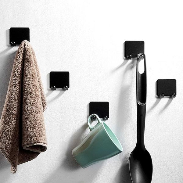 robe hooks single black stainless steel adhesive bathroom towel family hat key wall of nail kitchen