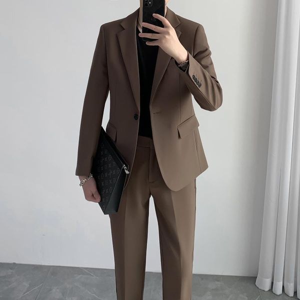 men casual two piece suit 2021 slim fit vintage suits classic business terno blazer masculino solid color ropa hombre men's & blazers, White;black
men casual two piece suit 2021 slim fit vintage suits classic business terno blazer masculino solid color ropa hombre men's & blazers, White;black