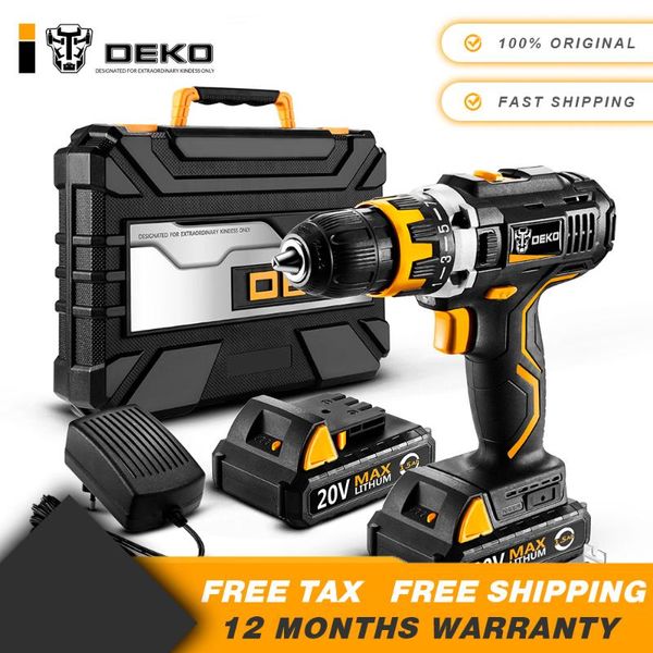 professiona electric drills deko gcd20du2 20v cordless drill mini wireless power tool screwdriver dc lithium-ion battery 2-speed
professiona electric drills deko gcd20du2 20v cordless drill mini wireless power tool screwdriver dc lithium-ion battery 2-speed