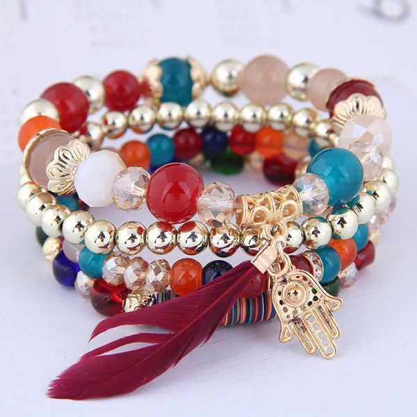 charm bracelets bohemia feather palm for women party gift 2021 elastic rope beaded bracelet pulseira feminina, Golden;silver
charm bracelets bohemia feather palm for women party gift 2021 elastic rope beaded bracelet pulseira feminina, Golden;silver