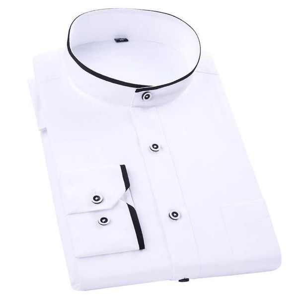 shirt men's long-sleeved chinese style casual mandarin collar camisa social patchwork black white regular fit brand male clothes 210609, White;black
shirt men's long-sleeved chinese style casual mandarin collar camisa social patchwork black white regular fit brand male clothes 210609, White;black