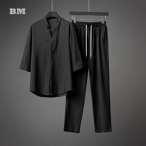 men's hoodies & sweatshirts chinese style ice silk linen two piece suit summer thin short sleeve t shirt plus size trousers harajuku ov, Black
men's hoodies & sweatshirts chinese style ice silk linen two piece suit summer thin short sleeve t shirt plus size trousers harajuku ov, Black