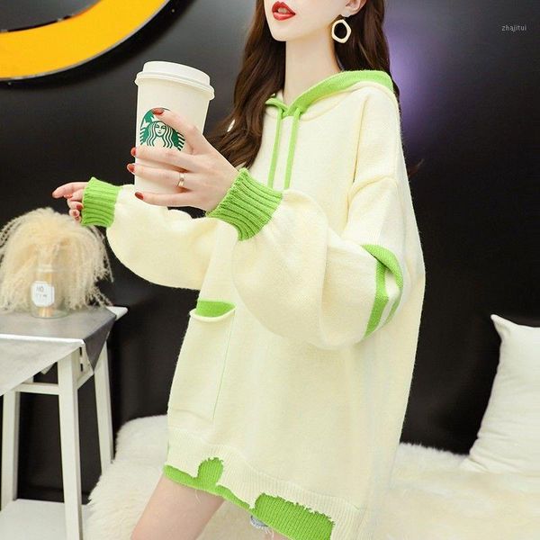 woman sweaters loose hooded pullover sweater female 2021 autumn coat femme chandails pull hiver women's, White;black
woman sweaters loose hooded pullover sweater female 2021 autumn coat femme chandails pull hiver women's, White;black