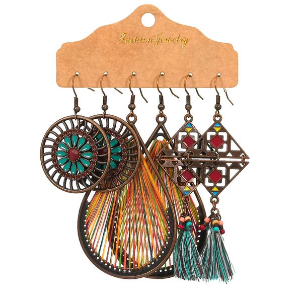 retro fashion original element charm earrings ethnic style three-piece personality wild hollow alloy handmade tassel shell water drop geomet, Golden
retro fashion original element charm earrings ethnic style three-piece personality wild hollow alloy handmade tassel shell water drop geomet, Golden