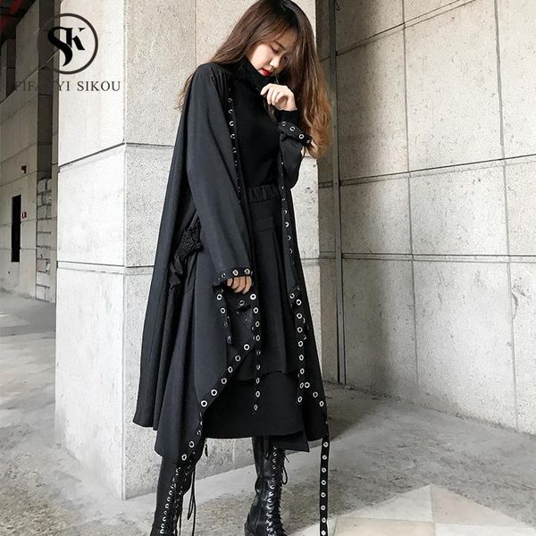 women's trench coats asymmetric oversized coat women fashion rivet batwing sleeve windbreaker high street black long loose outerwear, Tan;black
women's trench coats asymmetric oversized coat women fashion rivet batwing sleeve windbreaker high street black long loose outerwear, Tan;black