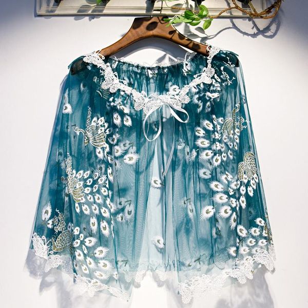 scarves women's spring summer peacock embroidery blue mesh female sunscreen lace shawl cloak r1363, Blue;gray
scarves women's spring summer peacock embroidery blue mesh female sunscreen lace shawl cloak r1363, Blue;gray