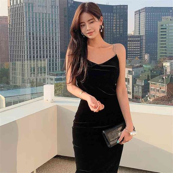korean dress black v neck sling thin elegant temperament fashion party for women dresses 210602, Black;gray
korean dress black v neck sling thin elegant temperament fashion party for women dresses 210602, Black;gray