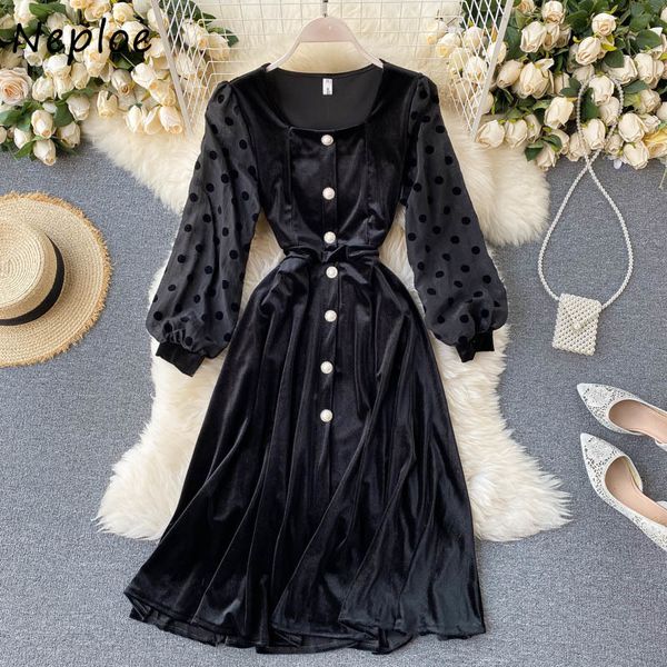 neploe polka dot panelled patchwork velvet dresses chic button lanten sleeve dress women autumn new square collar vestidos 210423, Black;gray
neploe polka dot panelled patchwork velvet dresses chic button lanten sleeve dress women autumn new square collar vestidos 210423, Black;gray