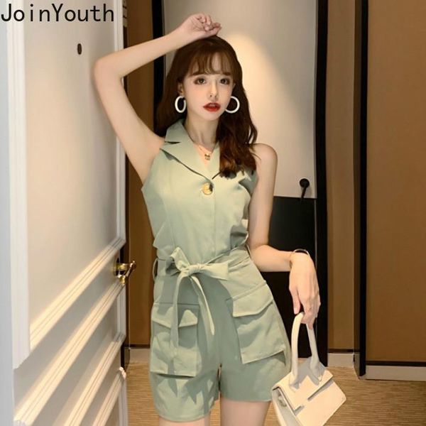 women's jumpsuits & rompers joinyouth women 2021 summer sleeveless notched collar playsuits elegant korean sashes sl;im waist bodysuits, Black;white
women's jumpsuits & rompers joinyouth women 2021 summer sleeveless notched collar playsuits elegant korean sashes sl;im waist bodysuits, Black;white