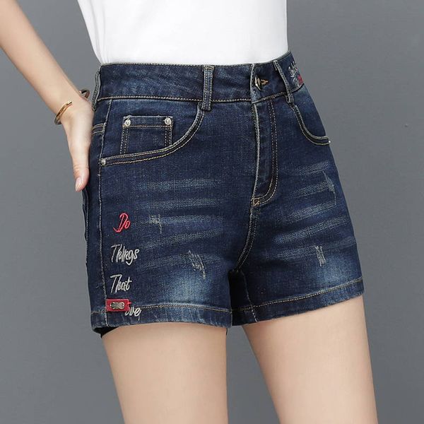women's shorts 2021 summer korean new denim straight elastic high waist show thin large pants women, White;black
women's shorts 2021 summer korean new denim straight elastic high waist show thin large pants women, White;black