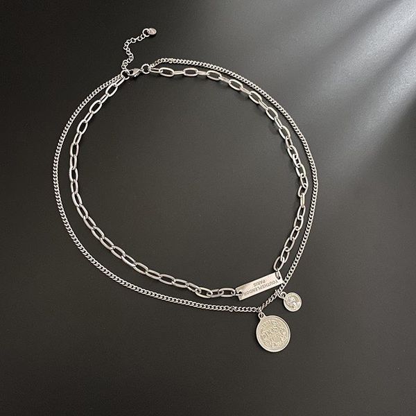 chains titanium steel silver round double-layer necklace thick chain letter collarbone women's korean
chains titanium steel silver round double-layer necklace thick chain letter collarbone women's korean