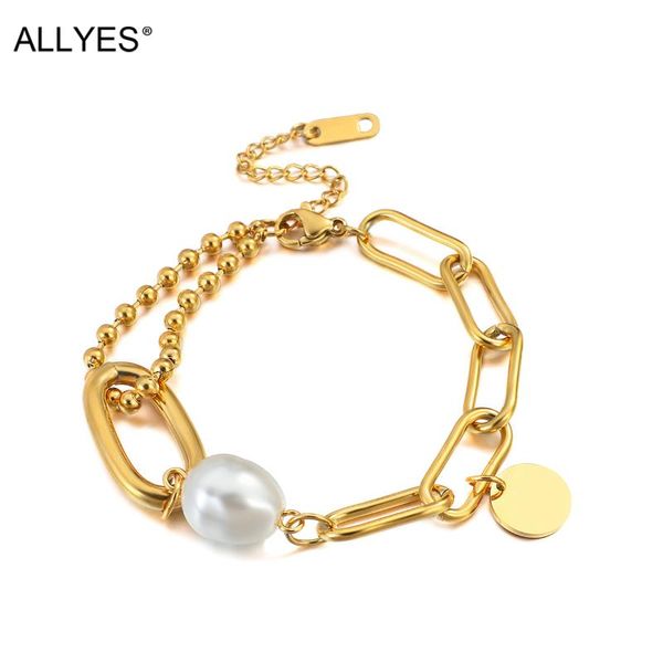pearl charm stainless steel chain bracelets for man women gold color beads chains high polish female jewelry gifts, Golden;silver
pearl charm stainless steel chain bracelets for man women gold color beads chains high polish female jewelry gifts, Golden;silver