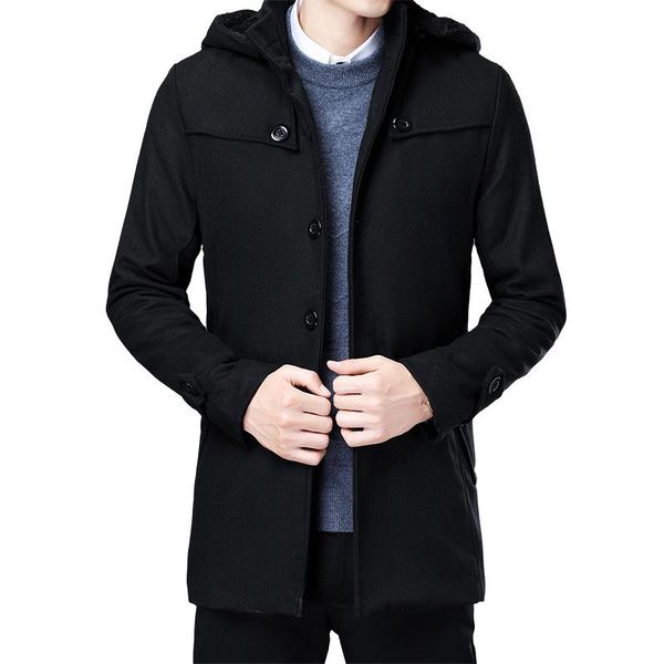 men's wool & blends autumn and winter woolen middle-aged young business casual windbreaker trim coat hooded short fleece, Black
men's wool & blends autumn and winter woolen middle-aged young business casual windbreaker trim coat hooded short fleece, Black