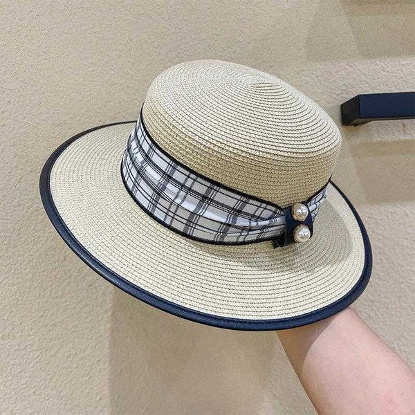 classic plaid ribbon women summer straw sun hat for elegant lady wide brim fedora sunbonnet beach sunhat casual 210531, Blue;gray
classic plaid ribbon women summer straw sun hat for elegant lady wide brim fedora sunbonnet beach sunhat casual 210531, Blue;gray