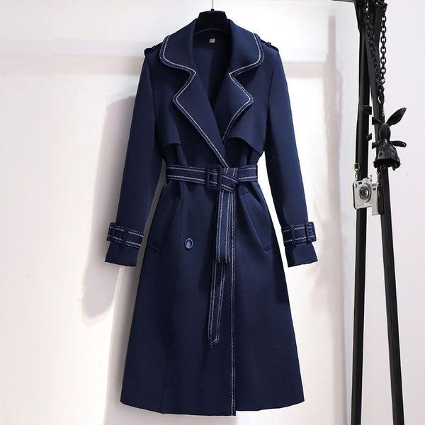 women's trench coats solid women autumn winter 2021 turn-down collar belt slim knee-length striped elegant office lady outwear, Tan;black
women's trench coats solid women autumn winter 2021 turn-down collar belt slim knee-length striped elegant office lady outwear, Tan;black
