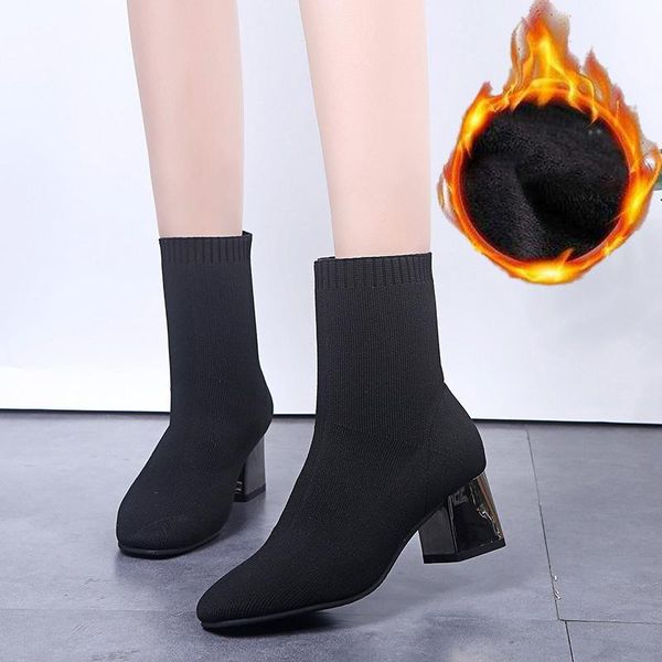 boots 2021 stretch socks shoes women fabric slim short chunky heel square toe ankle winter warm woman, Black
boots 2021 stretch socks shoes women fabric slim short chunky heel square toe ankle winter warm woman, Black