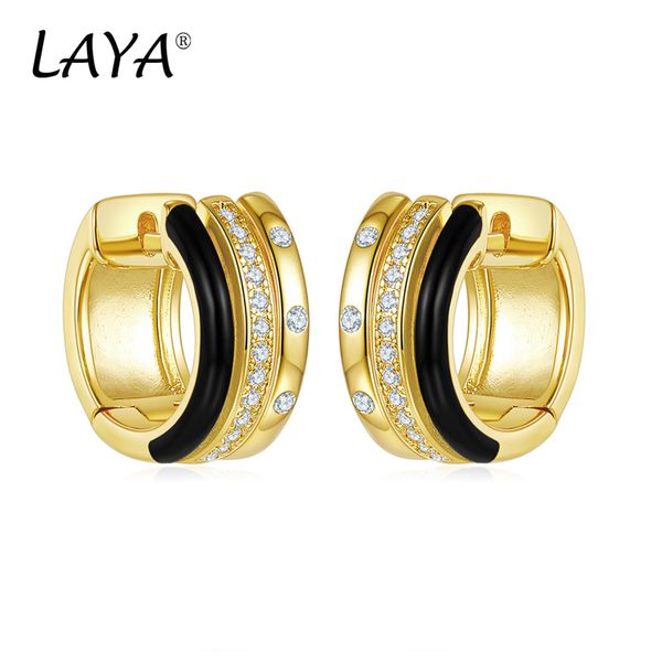 laya 925 sterling silver hoop earrings for women fashion zircon multi-line design black enamel party luxury jewelry, Golden;silver
laya 925 sterling silver hoop earrings for women fashion zircon multi-line design black enamel party luxury jewelry, Golden;silver