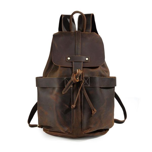 backpack tiding designer crazy horse leather travel mens vintage string rucksack weekender bag 15'' lapbackpacks brown 3581
backpack tiding designer crazy horse leather travel mens vintage string rucksack weekender bag 15'' lapbackpacks brown 3581