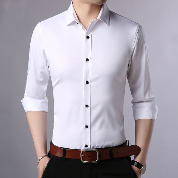 spring 2021 and autumn new korean elastic solid color shirt men's slim long sleeve youth business non iron white, White;black
spring 2021 and autumn new korean elastic solid color shirt men's slim long sleeve youth business non iron white, White;black