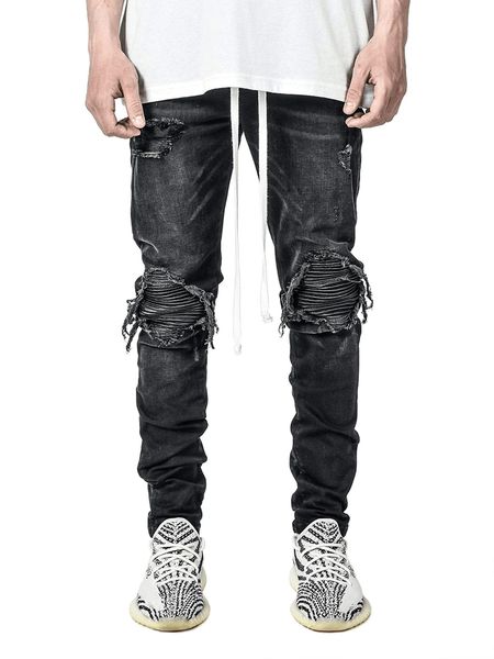men's jeans trendy men stretch denim feet pants motorcycle ripped black skinny jeans, Blue
men's jeans trendy men stretch denim feet pants motorcycle ripped black skinny jeans, Blue